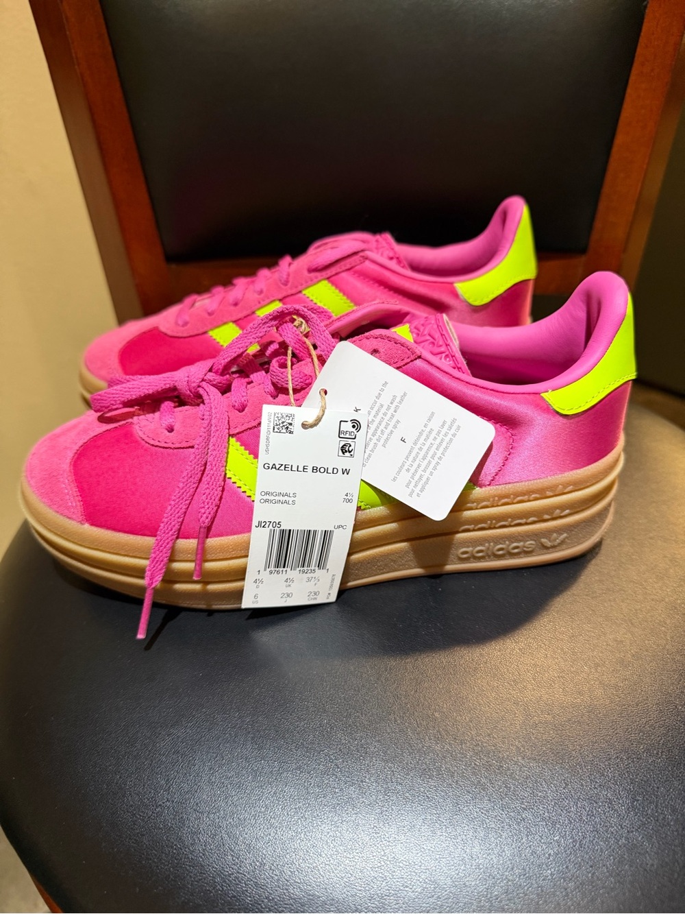 adidas Gazelle Bold W Bright Pink with Neon Yellow Accents